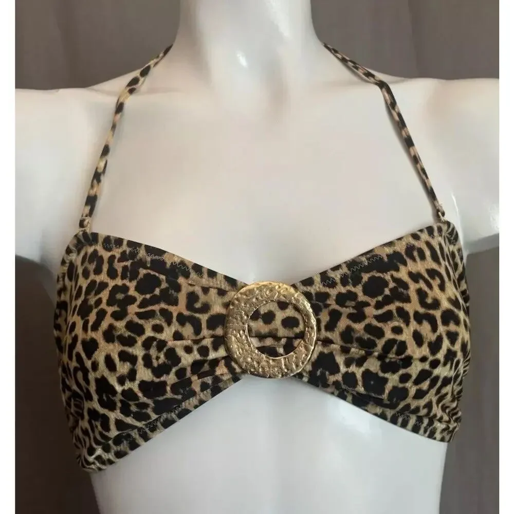 PHAX bikini swimsuit Animal Print Gold Accents Women’s 2 Piece Size Large